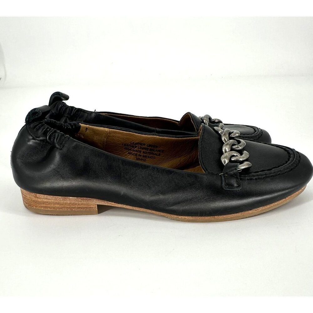 Söfft Kadyn Black Leather Chain Link Round Toe Slip On Ballet Loafer Flat Size 8 - Picture 3 of 10